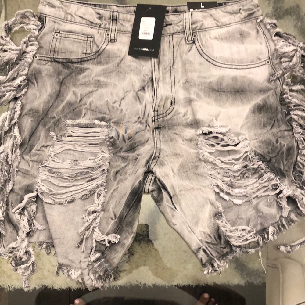 Bad girls only tie dye fringe denim shorts